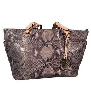 Michael Kors Jet Set Python Embossed LeatherTote Shoulder Bag